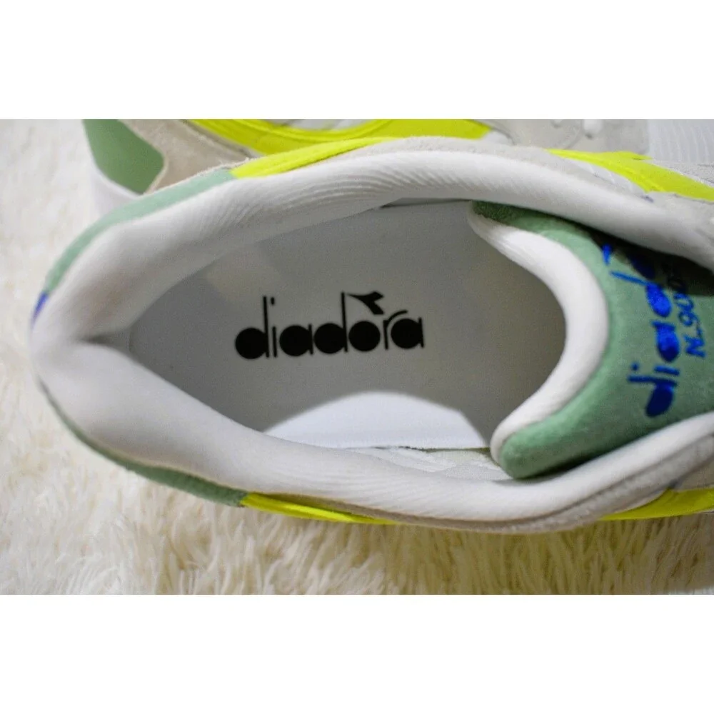 Diadora N92 Italian Vintage Running Sneakers White Yellow Green Blue Men’s 13